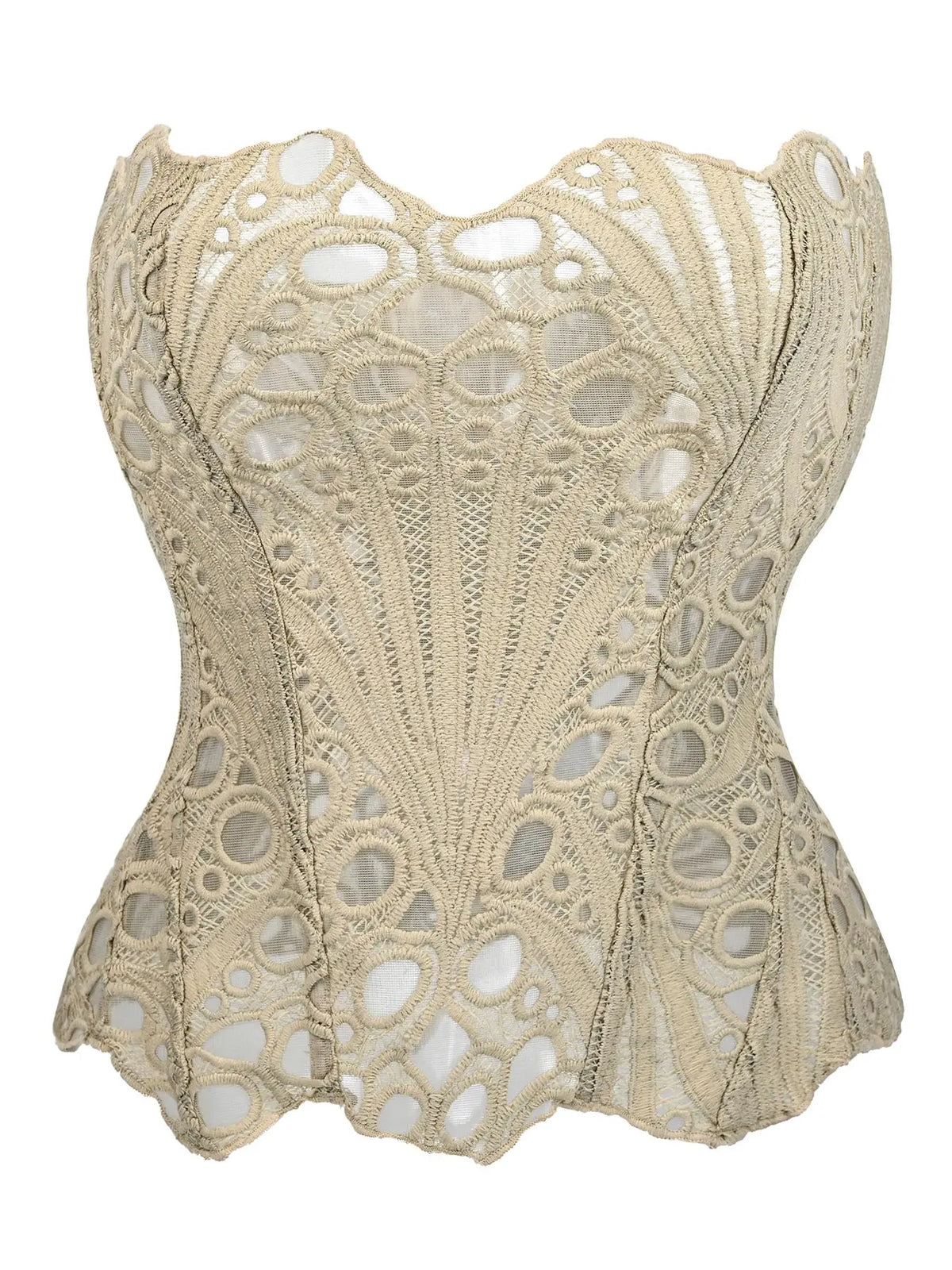 Women'S Random Pattern Lace up Shapewear Tube Top, Elegant Contrast Lace Corset Top, Tummy Control Shapewear for Women