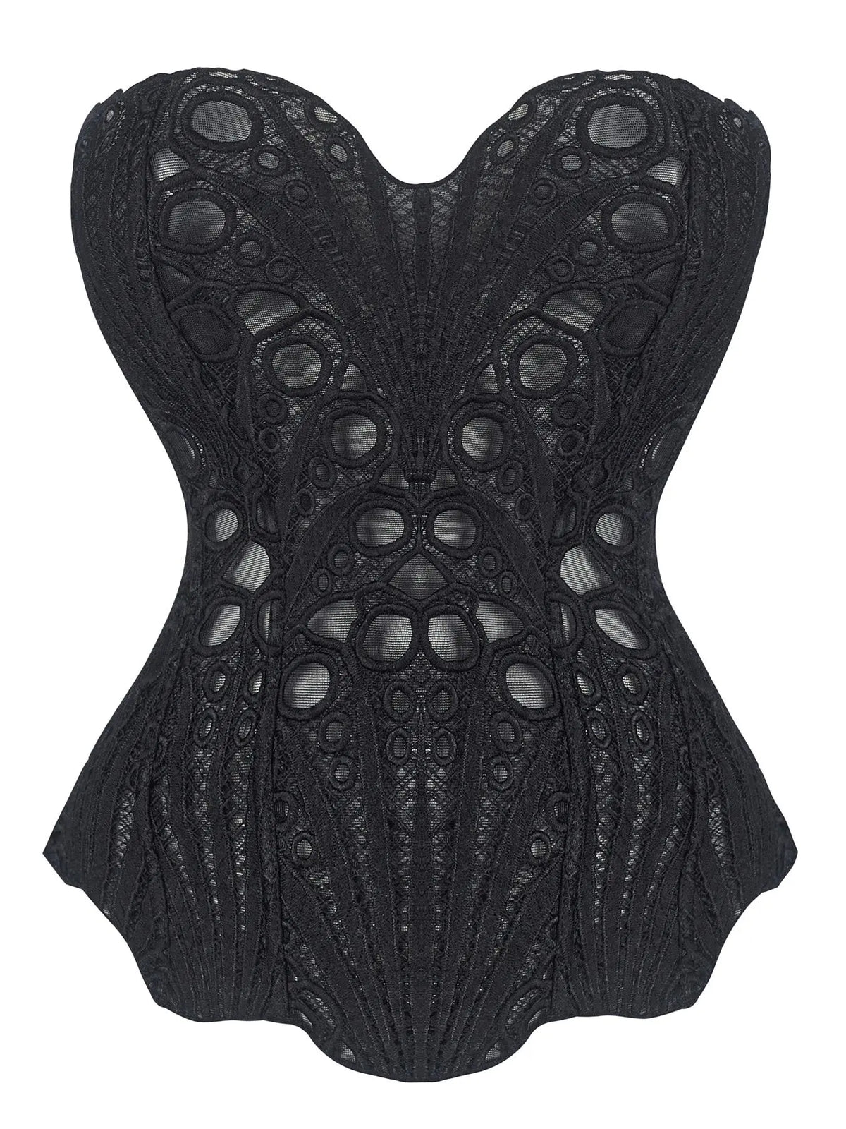 Women'S Random Pattern Lace up Shapewear Tube Top, Elegant Contrast Lace Corset Top, Tummy Control Shapewear for Women