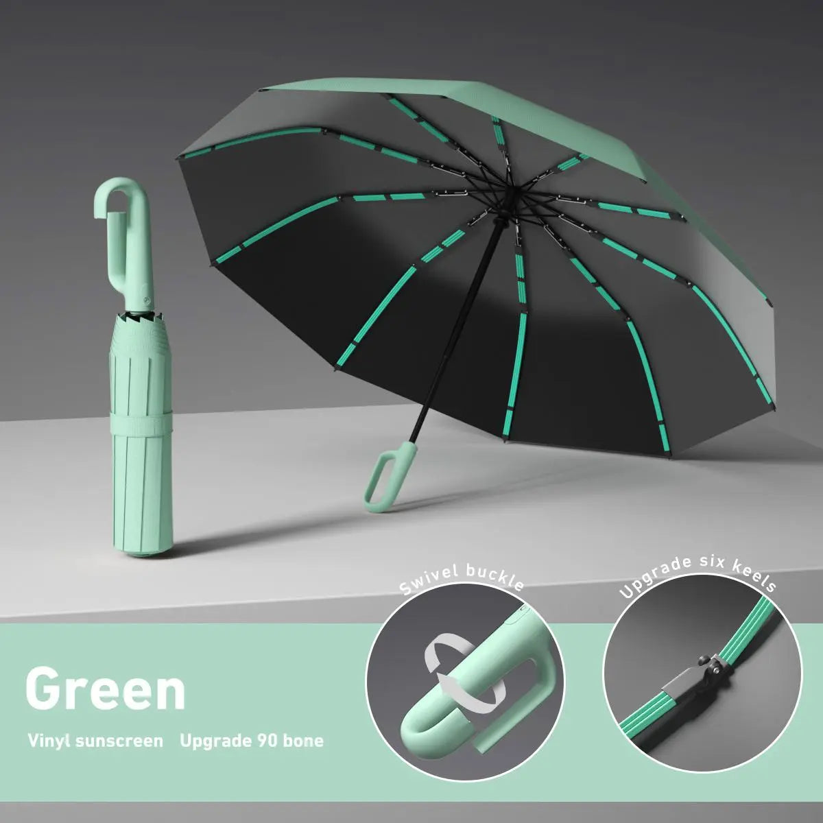 Automatic Folding Umbrella, 1 Count/60Pcs Portable Rain Umbrella with Loop Buckle, Windproof & Waterproof Umbrella for Men & Women #GLOBAL PICKS